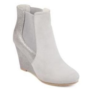 LAST CALL!! Grey Metallic Snake Accent Wedge Heel Bootie